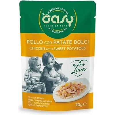 Oasy Cat More Love Adult Kuřecí filety se sladkými brambory ve vývaru 70 g
