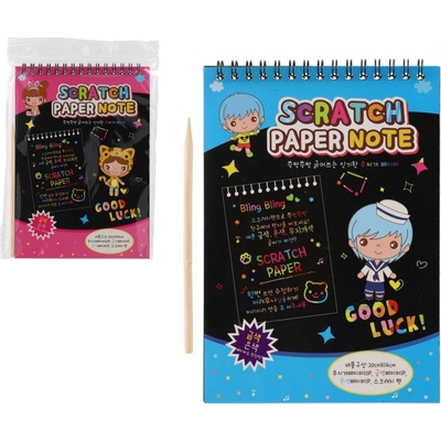 Teddies Škrabací Vyškrabovací notes barevný 10 listů 20x14cm v sáčku