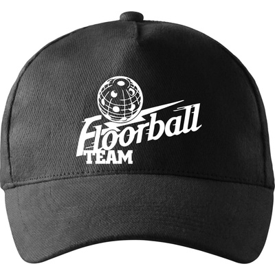 Florbal team so zahnutým šiltom a látkovou sponou Čierna
