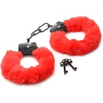 Master Series Cuffed in Fur Furry Handcuffs Red