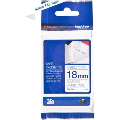 Brother Tape TZeFA4B 18mm Blue on White background Thermo sticky 3M (TZEFA4)