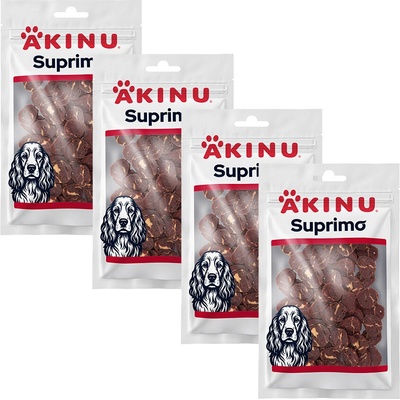 Akinu SUPRIMO Hovädzie mäso s kuracími chrupavkami mini steaky pre psov 4 x 75 g