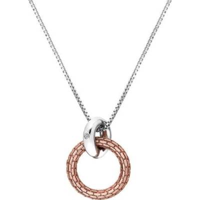 Hot Diamonds Strieborný bicolor náhrdelník s diamantom woven DP867