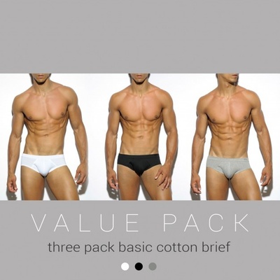 ES Collection UN184P Three Pack Basic Cotton Brief