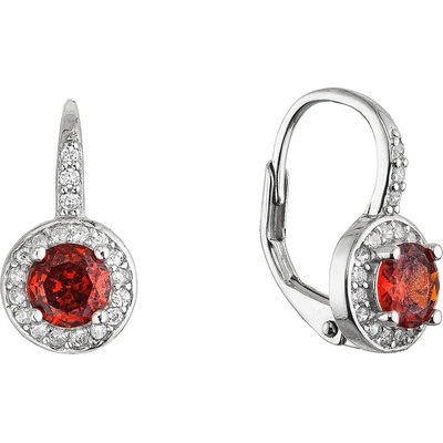 PAVONA Strieborné náušnice okrúhle so zirkónmi 11637.3 garnet