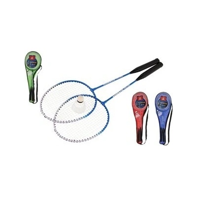 Sada badminton pálky 2ks + míček 1ks 64cm kov/plast 4 barvy v pouzdře