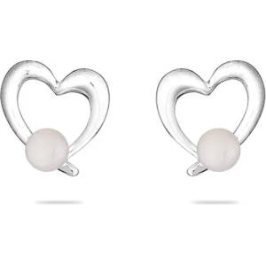 Swan Сребърно колие сърце със сладководна бяла перла LA123EW Swan