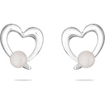 Swan Сребърно колие сърце със сладководна бяла перла LA123EW Swan