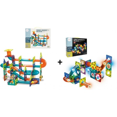 Mamido Velká sada kuličkové dráhy 96 ks + svítící kuličková dráha 49 ks