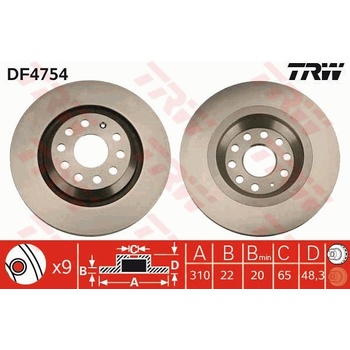 Brzdový kotúč TRW DF4754