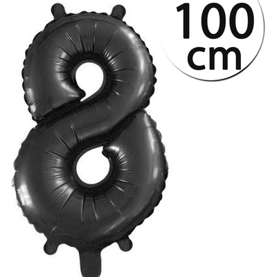 FUN RAG 8Black 215180 heliový balón fóliový číslo 8 černý 100 cm