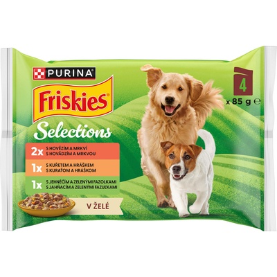 Friskies Adult hovädzie kura jahňacie v želé 4 x 85 g