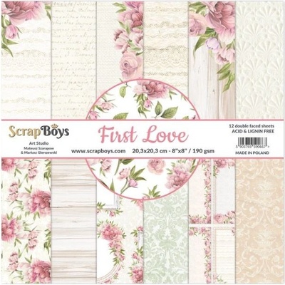 Obojstranné papiere "First love" na scrapbook 20,3x20,3 cm, 12 ks