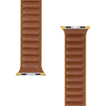 JC Design Магнитна кожена каишка за Apple Watch 42мм, 44мм, 45мм, Ultra, Ultra 2 49мм - JC Design Leather Link Band (жълт)