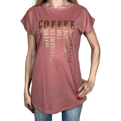 Emola Dámske tričko s krátkym rukávom COFFEE starorůžová