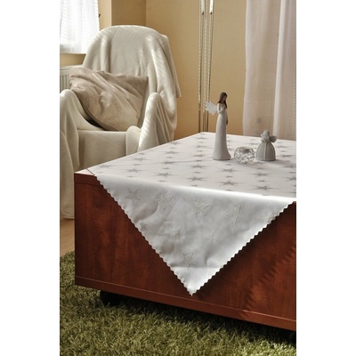 Polášek Ubrus vánoční bílá Z-621 stříbrná 100% polyester Bílá Vánoce 120x160cm