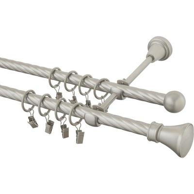 GARNÝŽE-HEBR Garnýž kroucená Koloseo chrom mat dvojitá 170 cm
