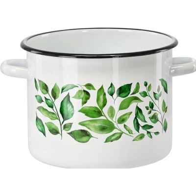 marka niezdefiniowana Emailový hrnec 5,5 l 22 cm bílý fikus *9235