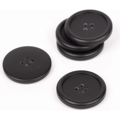 DROPS Čierny matný 4-dierkový gombík Priemer: 23 mm