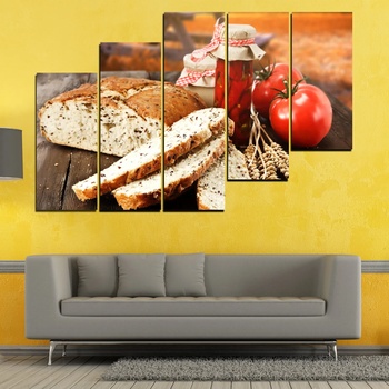 Vivid Home Картини пана Vivid Home от 5 части, Кухня, Канава, 160x100 см, 8-ма Форма №0738