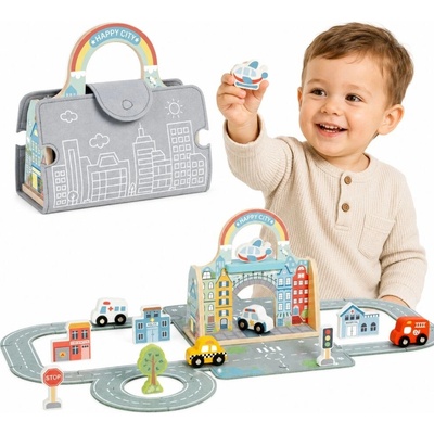 TOOKY TOY Mini Mesto Prenosná Súprava s Autíčkami v Taške Tooky Toy