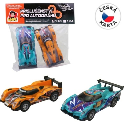 MaDe Náhradní autíčka k autodráze 2 ks oranžové/modré 1:43 – Hledejceny.cz