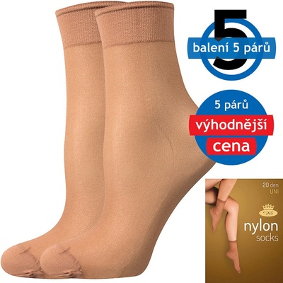 Lady B Nylon 20 Den Silonové ponožky 5 párů golden