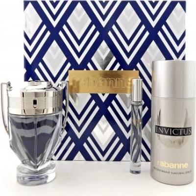 Paco Rabanne Комплект за мъже Paco Rabanne Invictus - Eau de Toilette за мъже 100 мл + Mini 10 мл + Дезодорант DEO 150 мл