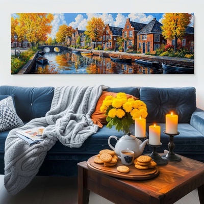 Obraz na plátně - Vzpomínky na Bruggy FeelHappy.cz Velikost obrazu (šířka x výška): 150 x 50 cm