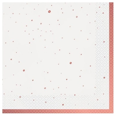 Godan papírové ubrousky bílé s tečkami rosegold 20ks 33x33cm