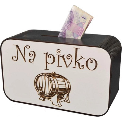 Dřevěná pokladnička s nápisem - Na pivko