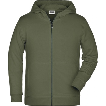 James & Nicholson Detská mikina na zips z biobavlny 8026k Olivová