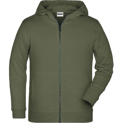 James & Nicholson Detská mikina na zips z biobavlny 8026k Olivová