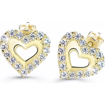 Cutie Jewellery zlaté náušnice so zirkónmi srdiečka Z60213Y