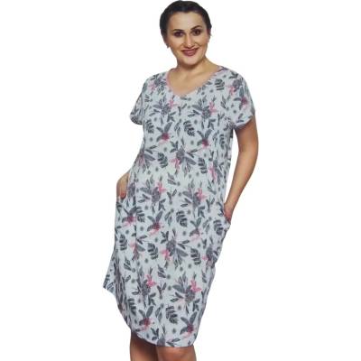 Макси нощница с цветя и листа в розово и черно