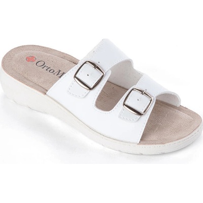 Dámské pantofle na klínku se 2 přezkami bílé – Sleviste.cz