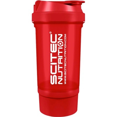 Scitec Traveler shaker 500ml + zásobník - červený