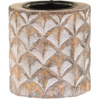 Přírodní antik dřevěný svícen na čajovou svíčku Conny - Ø 7*8 cm - Chic Antique