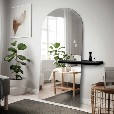 Alfaram Moderné stojace polooválne zrkadlo s policou - FRANK SHELF 40x150