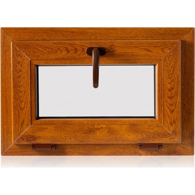 TeraGlass Okno sklepní plastové 4-komorové 2-sklo zlatý dub 500 x 500 x 60 mm