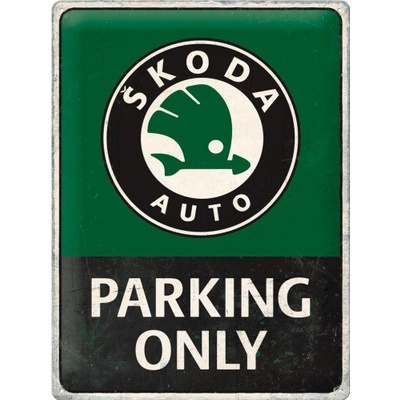 NOSTALGIC ART ceduľa ŠKODA Parking Only green/black