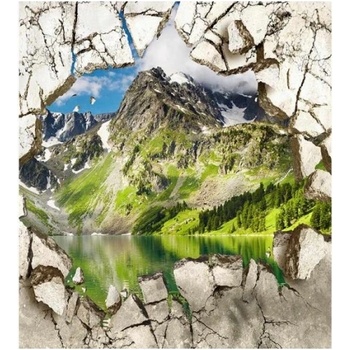 DIMEX ART s. r. o Флизелинов фототапет счупена стена с планина 225 x 250 см