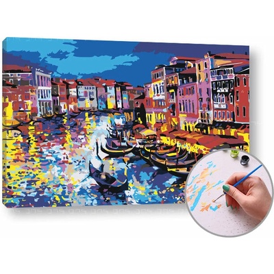 Maľovanie podľa čísel GONDOLY NA VODE | vysoká náročnosť - 60x40 cm - natiahnuté plátno na ráme