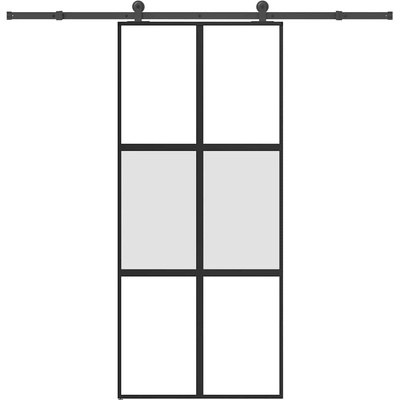 vidaXL Плъзгаща се врата с обков 90x205 см Закалено стъкло&Алуминий (3332975)
