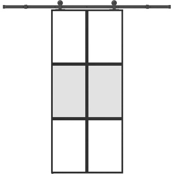 vidaXL Плъзгаща се врата с обков 90x205 см Закалено стъкло&Алуминий (3332975)
