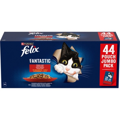 Felix Fantastic Megapack hovězí, kuřecí, kachna a jehně v želé 44x 85 g