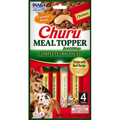 Inaba Dog Churu Meal Topper vlhké krmivo kuřecí hovězí 4 x 14 g