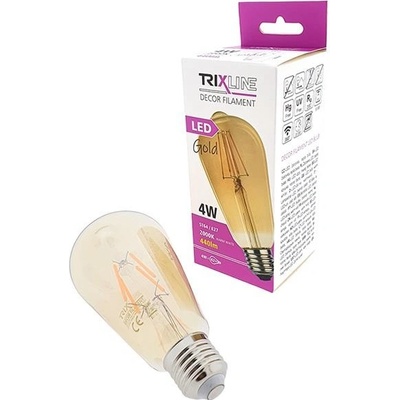 Trixline žiarovka Filament LED E27 4W biela teplá ST64 Gold