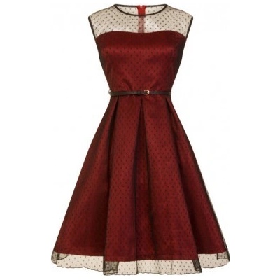 Lindy Bop dámské retro šaty Lindy Bop Aleena bordó ARR