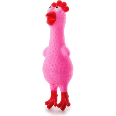 JK ANIMALS vinylová slepička růžová pískací 18 cm
